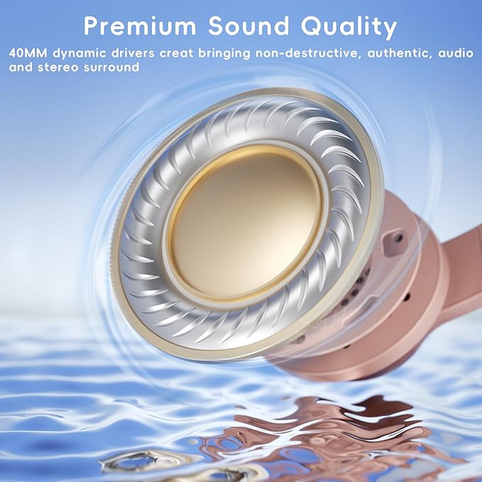 Candy Bila Kids Headphones, Wired Headphones for Kids Over Ear with Microphone, 85/94dB Volume Limiter Headphone for Girls Boys, Foldable Headphone for Learning & Entertainment, Gradient Brown