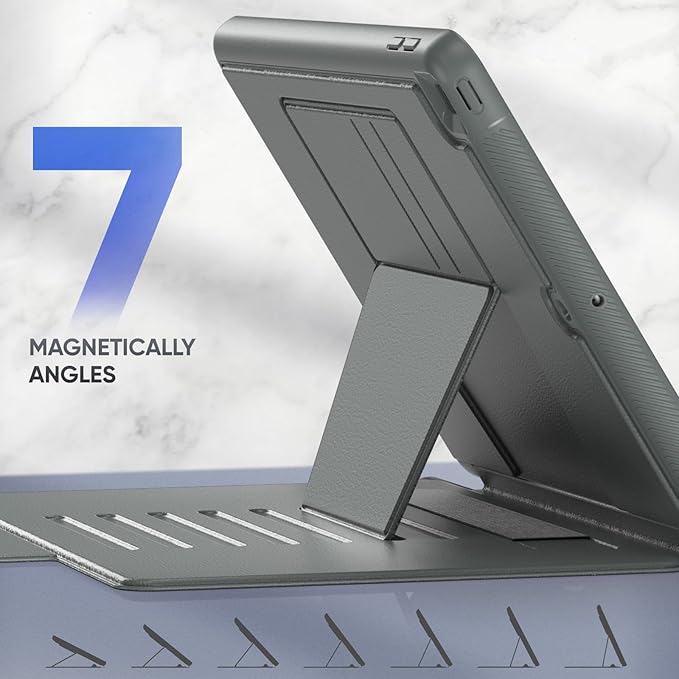 SEYMAC stock Case for iPad 9th/8th/7th Generation 10.2'', Strong Magnetic Auto Sleep Shockproof Case with Absorbing Multi-Angles Stand, Pen Holder, Card Slot (Gray)