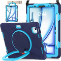 BATYUE Case for iPad Air 11-inch M4 (2026)/ M3 (2025)/ M2 (2024), iPad Air 5th/4th 10.9 inch(2022/2020), iPad Pro 11" 4th/3rd/2nd/1st Kids Cover with Rotating Stand, Pencil Holder, Strap, NavyBlue