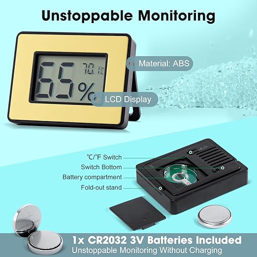 Digital Hygrometer Thermometer for Humidors & Home Use - High Accuracy Temperature Humidity Monitor for Greenhouse, Office, Home and Humidor. Fahrenheit(℉)/ Celsius(℃) Switch