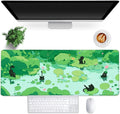 FLY SPRAY Gaming Mouse Pad for Computer,XXL Cute Cat Mousepad Laptop,Green Anime Mouse Mat,Extended Large Black Japanese Keyboard Pads,Non-Slip Mouse Pads for Game Office Home（31.5 x 11.9 in）