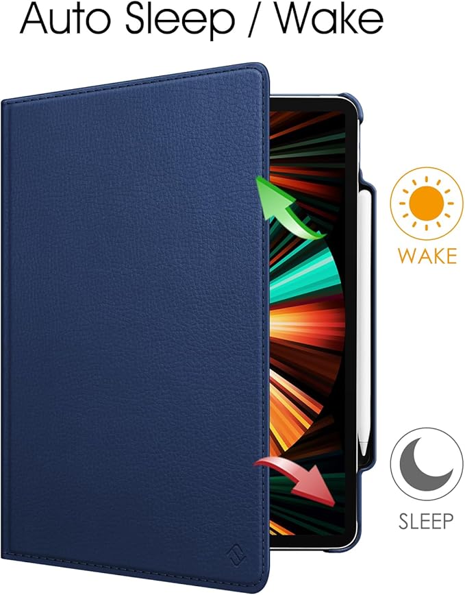 Fintie Rotating Case for iPad Pro 12.9-inch 6th Generation 2022-360 Degree Swiveling Protective Cover with Pencil Holder, Auto Sleep/Wake, Also Fit iPad Pro 12.9" 5th/4th/3rd Gen, Navy