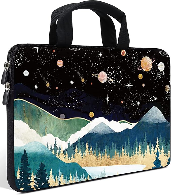 AMARY Laptop Sleeves 11.6" 12" Laptop Handle Bag Neoprene Notebook Carrying Pouch Chromebook Sleeves case Ultrabook Case Tablet Cover Fit Apple MacBook Air HP DELL Lenovo Asus (Mountains Galaxy)