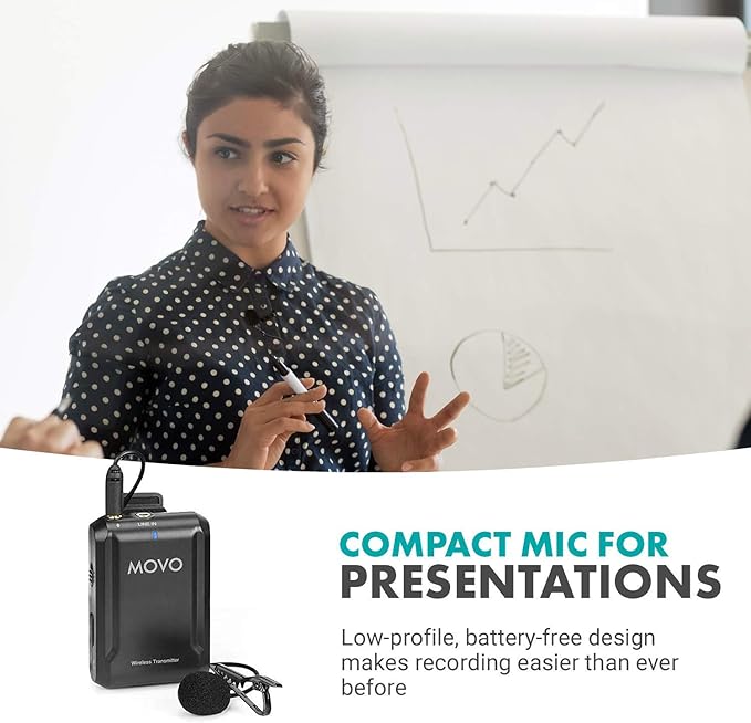 Movo Edge-DI Wireless Lavalier for iPhone - Perfect Compact Lav Mic for Smartphone Gimbal Stabilizer - Great for Vlogging, Filming, Teachers, and More - Compatible with DJI Osmo OM 4, 5