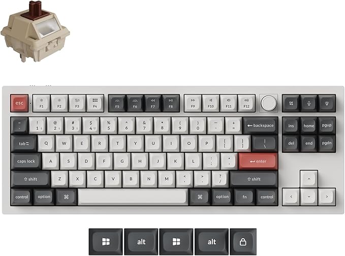 Keychron Q3 Ultra Wireless Mechanical Keyboard 8KHz Polling Rate, TKL 2.4G/Bluetooth 5.3/Wired Up to 660 Hours Long Battery Life, Hot-Swappable Aluminum RGB Gaming ZMK for Mac/Windows/Linux-White