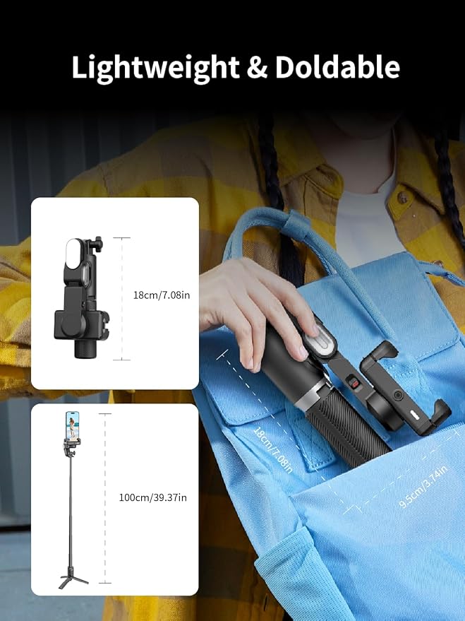 AOCHUAN Gimbal Stabilizer for Smartphone, 4 in 1 Phone Gimbal w/360° Rotation for iPhone/Andriod Sefie Stick Tripod w/Auto Face Tracking and Wireless Remote for TIK Tok YouTube Vlogging-M1 Pro Black