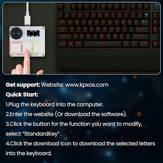 KPXOS OSU3X O3C Custom Gaming Keyboard with Magnetic Switches, Rapid Trigger Macro Keyboard for OSU and for Geometry Dash, RGB Backlight, Hall Effect he Magnetic Keyboard (White)