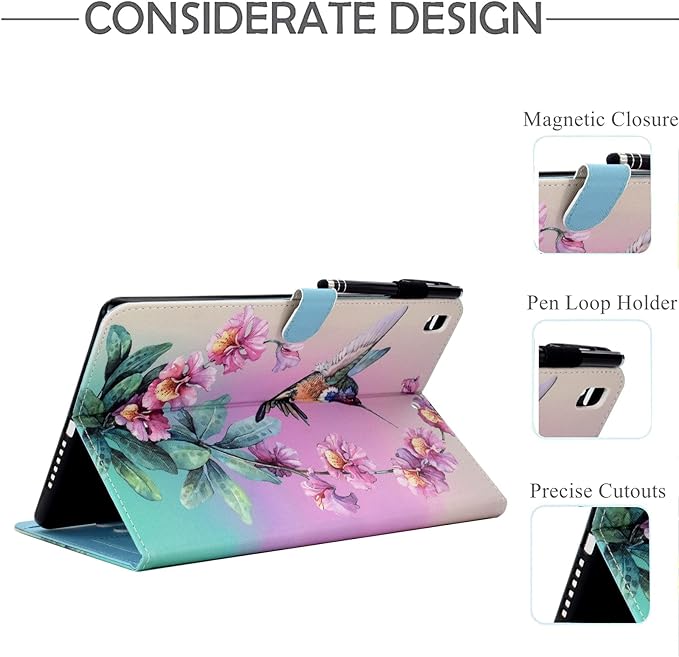 for iPad 9.7 inch Case iPad 6th/5th Generation Case 2018 2017, PU Leather Folio Stand Cute Cover for iPad 9.7 inch/iPad Pro 9.7/iPad Air 2/iPad Air 1, Auto Sleep/Wake, Hummingbird