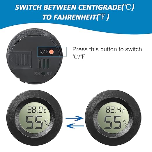 Weewooday Mini Hygrometer Thermometer Digital LCD Monitor Indoor/Outdoor Room Humidity Meter Temperature Gauge for Greenhouse Garden Reptile Incubator Cellar ℉/℃(Black, White,8 Pcs)