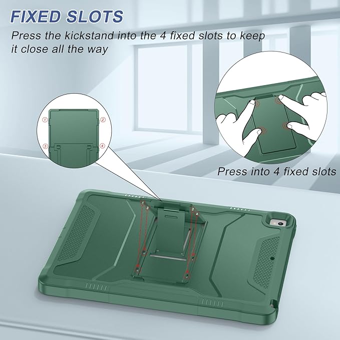 Soke Case for iPad 6th/5th Generation 9.7 Inch 2018/2017,with Built-in Screen Protector and Kickstand, Rugged Full-Body Heavy Duty Protective Cover for Apple iPad Air 2 /Pro 9.7 - Midnight Green