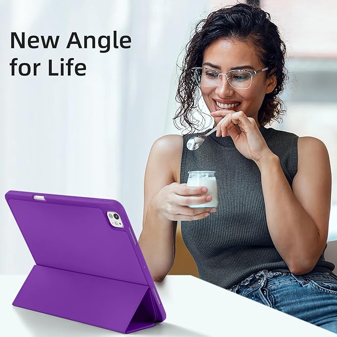Akkerds Compatible with iPad Pro 13 Inch Case (M5/M4) 2025/2024, for iPad 13 Pro Case with Pencil Holder, Slim Trifold Stand Protective Cover with Soft TPU Back, Auto Wake/Sleep (Darkpurple)