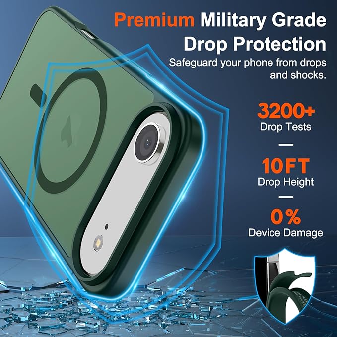 SUPFINE Magnetic for iPhone Air Case (Compatible with MagSafe)(Military Grade Drop Protection) Slim Translucent Matte Shockproof with Anti-Fingerprint Phone Cover for 17 Air,Forest Green