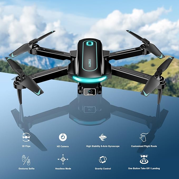 Drone with Camera for Adults and Beginners, 1080P HD FPV Foldable Mini Drone for Kids, 2 Batteries, Carrying Case, Trajectory Flight, Gravity Control, One-Key Takeoff/Landing, 360° Flip, Toys for Gift