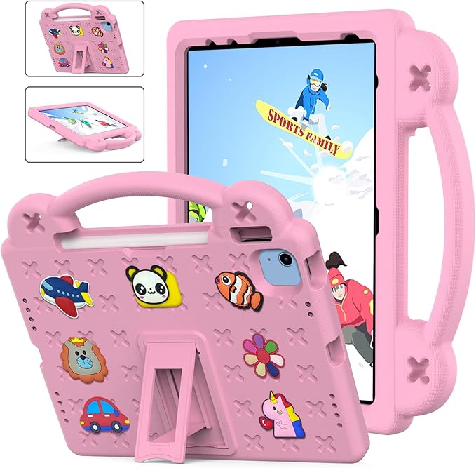 AKABEILA Compatible with ONN 7.0 Tablet (4nd Gen)-100135924(2024) Tablet Case, Kids Friendly Universal Lightweight Shockproof Protective Case with Shoulder Strap & Stand Handle & Pen Tray Pink