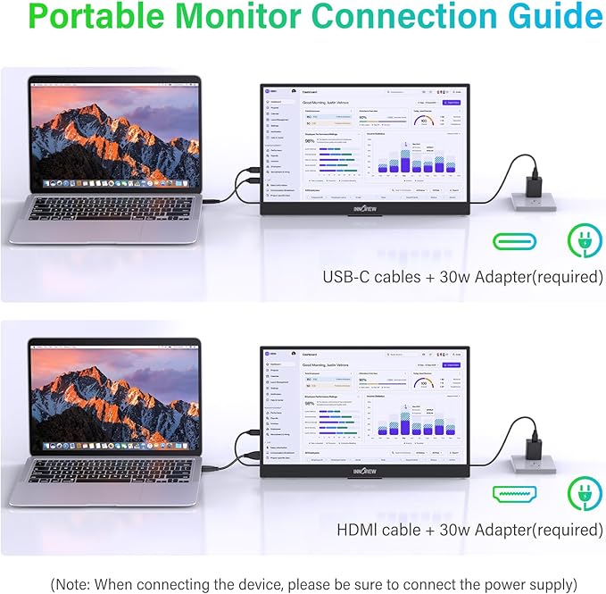 InnoView 2K Portable Monitor 15.6" QHD 100% sRGB, Built-in 180° Adjustable Stand Travel Monitor USB C Standard HDMI Ultra-Slim Portable Monitor for Laptop MacBook Phone PS Xbox Switch