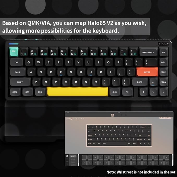 nuphy Halo65 V2 Wireless Mechanical Keyboard with PBT Keycaps,65% Hot Swappable Custom Gaming Keyboard Compatible with QMK/VIA,RGB Backlit,Gasket Structure,BT5.0/USB-C/2.4GHz,Black-Raspberry Switches