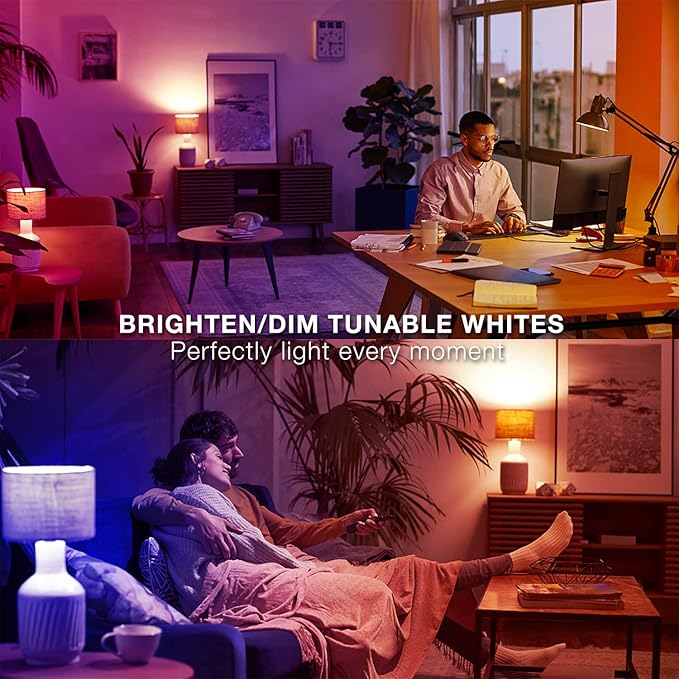 DAYBETTER WiFi Color Changing Smart Bulbs, Alexa & Google Home Compatible, Music Sync, A19/E26 9W 810LM Smart Home Lighting, 2 Pack