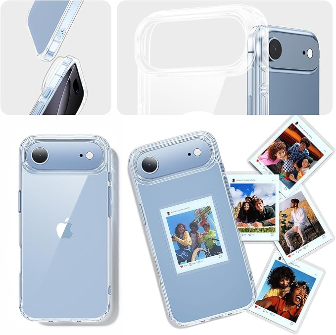 toushion 3 in 1 for iPhone Air Case Clear,Yellowing-Resistant Acrylic Back, Screen Protector *1 & Camera Lens Protector*1, Shockproof for Phone Cover 6.5 inch