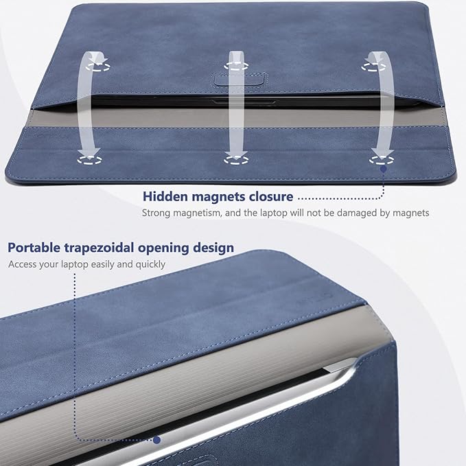 HYZUO 15 Inch Laptop Case Bag Sleeve with Stand for MacBook Air 15 M5 M4 A3241 M3 A3114 M2 A2941 2026-2023, 15" Surface Laptop 7/6/5/4/3, MacBook Pro 15 A1990 A1707 2019-2016, Navy Blue
