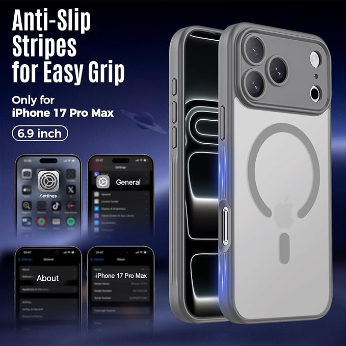 Symcele Designed for iPhone 17 Pro Max Case, Compatible with MagSafe, [Camera Protection] [15FT Military Drop Protection] Shockproof Translucent Matte Anti-Slip Phone Case, 6.9", Natural Titanium