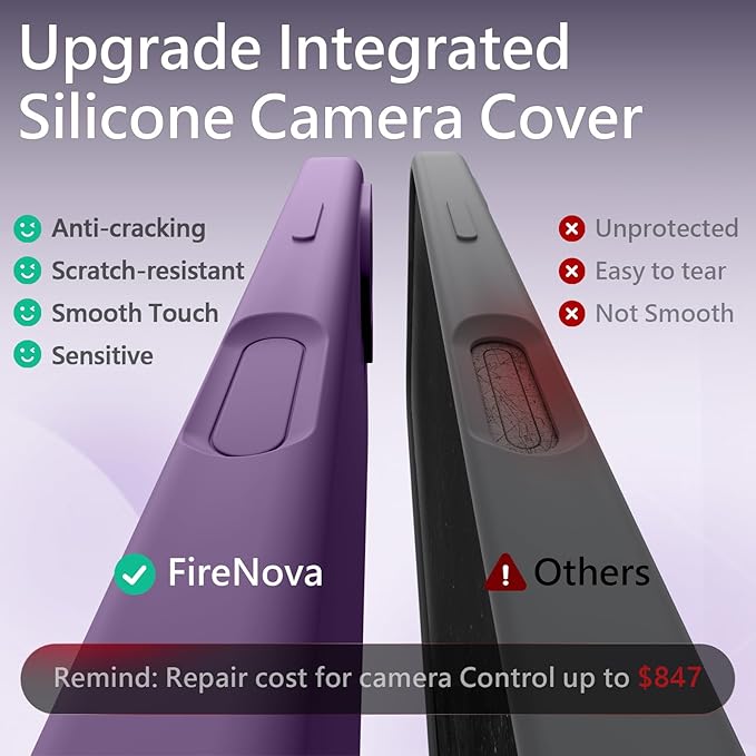 FireNova Magnetic for iPhone 17 Case, Compatible with MagSafe, [Integrated Silicone Camera Control Button] [Camera Protection] Anti-Scratch Microfiber Lining Phone Case, 6.3", Light Purple
