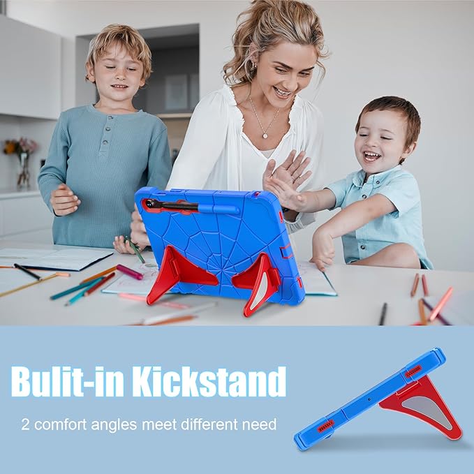 AKABEILA Compatible with Samsung Galaxy Tab S10 FE 2025/Tab S10 Lite 2025 Tablet Case，Lightweight Shockproof Rugged Protective Cover with Kickstand for Kids Children Boys Babies Blue Red
