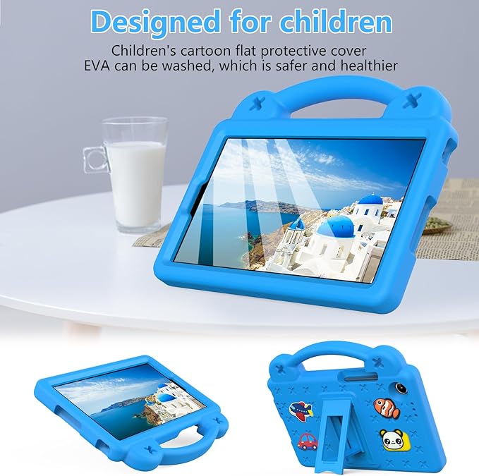 AKABEILA Compatible with Lenovo Tab One 2025 8.7 inch Tablet Case, Lightweight Shockproof Protective Case with Shoulder Strap & Stand Handle for Girl Kid Gift Sky Blue