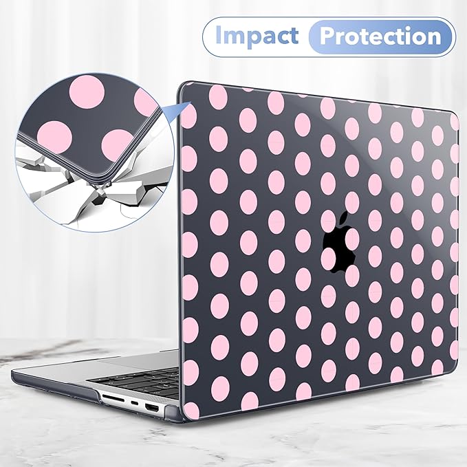 May Chen for 2026 MacBook Pro 14-inch M5 M4 M3 M2 M1 Pro/Max Chip, Release 2026 2025-2021, Model A3427 A3426 A3434 A3112 A3401 A3185, Plastic Hard Shell with Keyboard Cover, Pink Dots