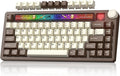 Womier 75% Wireless Mechanical Keyboard with Screen and Knob, Retro Creamy Bluetooth Gaming Keyboard Custom Clear Anime Light Box, RGB/Hot Swappable/PBT Keycaps, VIA Programmable for Mac/PC, K80 Brown