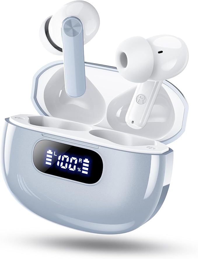 Wekily Wireless Earbuds, Bluetooth 5.3 Headphones with LED Power Display, 2025 New Wireless Earphones, HiFi Stereo,4 ENC Noise Cancelling Mic, 48H Playtime Mini Case IP7 Waterproof for iOS Android
