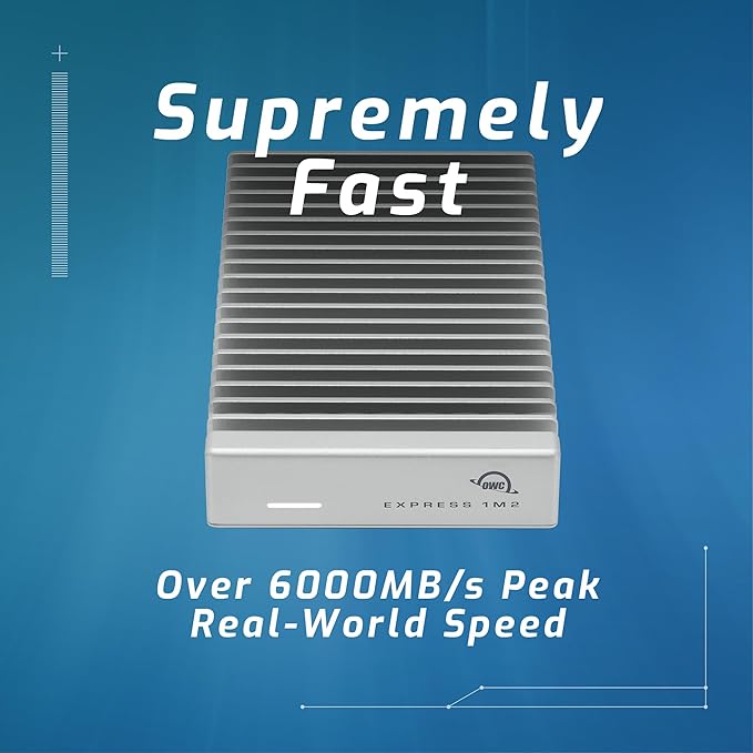OWC 8TB Express 1M2 80Gb/s Portable NVMe SSD USB4 (Thunderbolt Compatible/USB-C) Ultra Fast External SSD Drive with Aluminum Heat Sink Enclosure