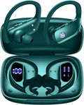 bmanl Wireless Earbuds Bluetooth Headphones Over Ear Hooks Ear Buds with 80H Playtime, LED Power Display, Dual Mic Clear Calls, Sports Wireless Ear Buds Bluetooth Earbuds for Running Gym Workout Green