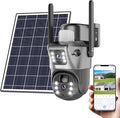 SANSCO 2K Dual Lens Solar Security Camera Wireless Outdoor, No Wires Needed, 2.4G & 5G WiFi, 360° PTZ Home Security Camera, Spotlight Color Night Vision, 2-Way Audio, PIR Motion Detection, APP Alerts