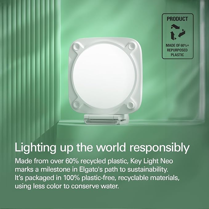 Elgato Key Light Neo – Professional Video Call Light, No Glare, Adjustable Monitor Mount, Manual or Wi-Fi Control, Office/Streaming, Teams/Zoom/Slack/Twitch/Youtube – Plug-’n-Play on Laptop, PC, Mac