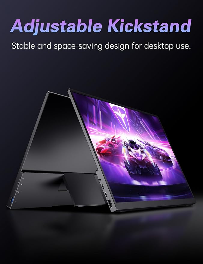 CAPERAVE Portable Monitor 17.3" 144Hz, FHD 100% sRGB HDR Portable Gaming Monitor, Travel Monitor with Kickstand & Speakers, USB-C HDMI External Screen for Laptop Mac Xbox Switch PS5/4
