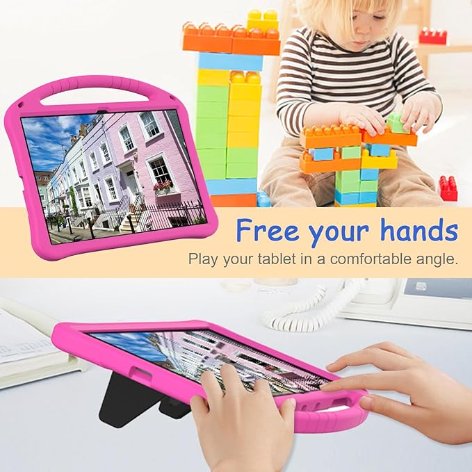 Kids Case for Samsung Galaxy Tab S10 Ultra/S9 S8 Ultra 14.6-inch Tablet, Techcircle Light Weight Shock Proof EVA Foam Handle Rugged Stand Protective Cover, Rose