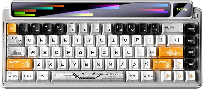 x Aula AMG65 Mechanical Gaming Keyboard w/Dual Screen, 65% Wireless Small Custom RGB Keyboard Quite,Bluetooth/2.4G/Wired, Rapid Trigger, Hot Swappable for Windows Laptop PC Mac - White