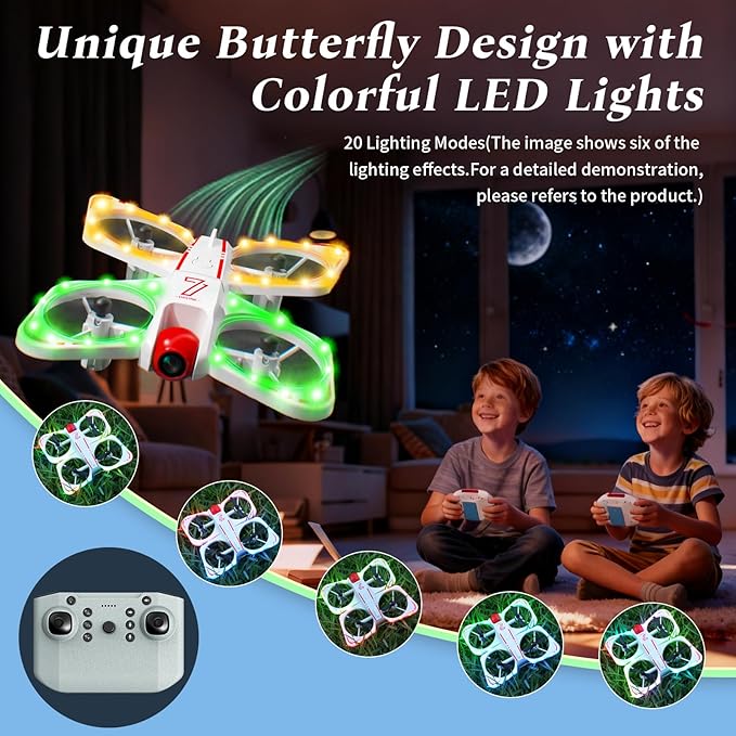 A ALPHA Mini Drone with 720P Camera for Kids, Micro Drone for Beginners, RC Plane with Propeller Protection,360°Flips, Indoor Outdoor Quadcopter Toy with Colorful LED Lights