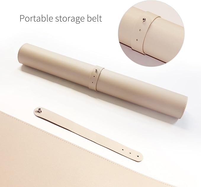RENMTURE Dual-Sided Mouse Pad, Natural Cork & PU Leather Large Desk Pad for Office and Home Work, Desk Protector Non-Slip, Waterproof, Easy Clean (Apricot,47"x17")