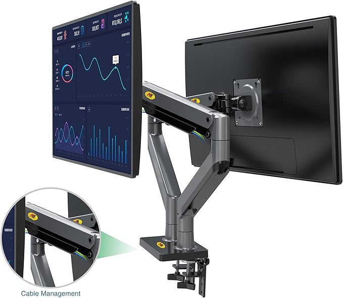 NB North Bayou Dual Monitor Arm Ultra Wide Full Motion Swivel Monitor Mount for 22''-32'' Monitors Load Capacity from 4.4 to 26.4lbs for Each Arm Height Adjustable Monitor Stand G35