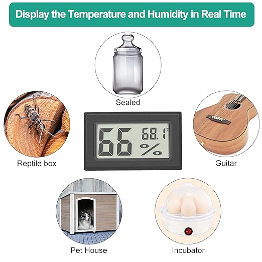 Vaikby 6-Pack Mini Digital Thermometer Hygrometer, Indoor Humidity Monitor, Temperature Humidity Gauge Meter with Fahrenheit (℉) for Greenhouse, Garden, Cellar, Closet, Fridge