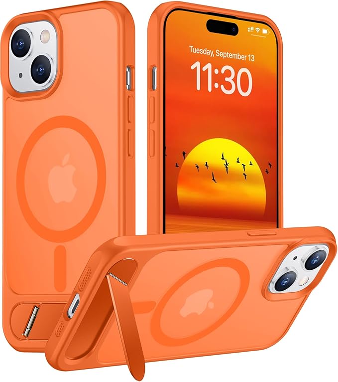 Magnetic Compatible with iPhone 15 Plus Case & iPhone 14 Plus Case, [Built-in Invisible Kickstand][Compatible with MagSafe][Military Grade Shockproof] Slim Translucent Matte Phone Case 6.7"