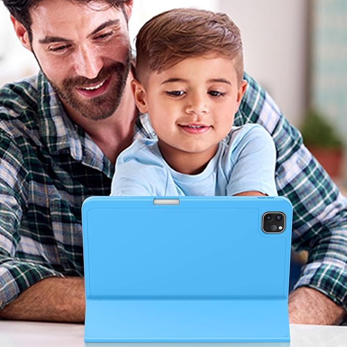 ZryXal New iPad Pro 13 Inch Case (M5) 2025 / (M4) 2024 with Pencil Holder, Smart iPad Case [Support Pencil Pro and Pencil (USB-C)], Support Touch ID and Auto Wake/Sleep (New Ocean Blue)