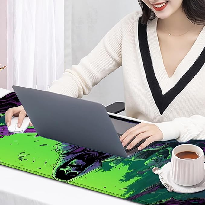 Large Mouse Pad, 31.5 x 11.8in Extended Gaming Mouse Pad with Stitched Edges, XXL Mousepad Protector Non Slip Rubber Base for Office and Home Writing Mat, Funy Skeleton Man Plays Guitar Desk Mat