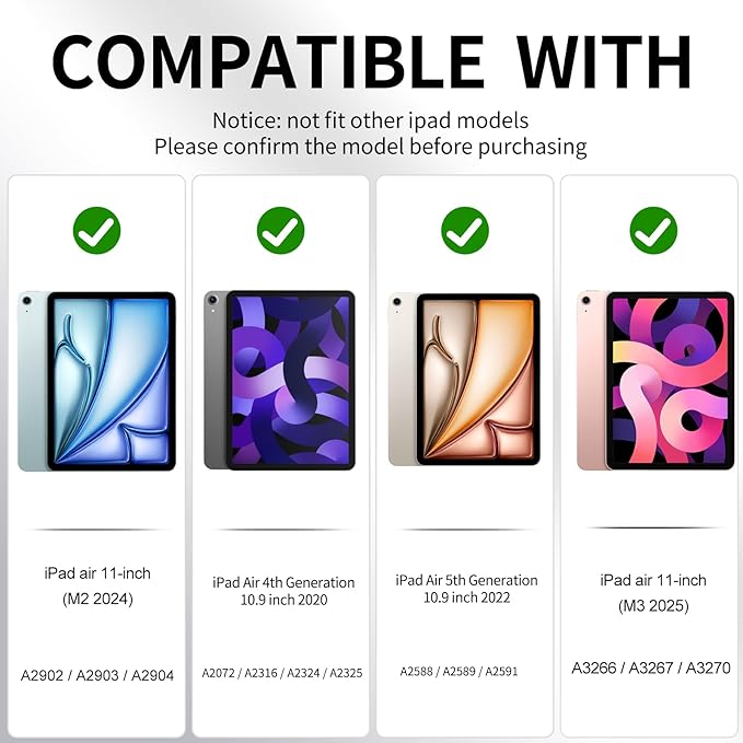 for iPad Air 11 inch Case M3 (2025)/ M2 (2024) Chip, iPad Air 5th/4th Generation 10.9-inch Case with Pencil Holder, Origami Multi-Angles Stand, Slim Clear Cover, Colorful Zebra