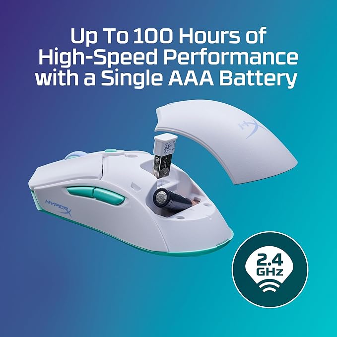 HyperX Pulsefire Haste 2 Core Wireless – Gaming Mouse for PC, Long Battery Life, Lightweight, Custom Core Sensor, Dual Wireless Connectivity, White