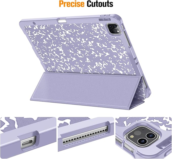Fintie Case for iPad Pro 12.9-inch 6th Generation 2022, [Built-in Pencil Holder] Slim Soft TPU Protective Cover with Auto Wake/Sleep, Also Fit iPad Pro 12.9" 5th & 4th & 3rd Gen, Lilac