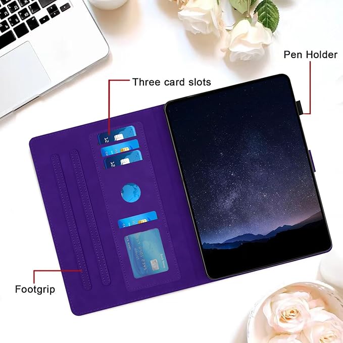 DTangLsm for iPad A16 Case iPad 11th Generation Case 11-inch 2025, iPad 10th Generation Case 10.9-inch 2022, Smart PU Leather Folio Stand Cover with Pencil Holder, Auto Wake/Sleep, Honeycomb Purple