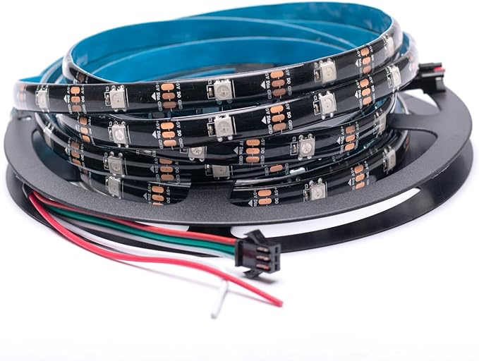 WS2812B LED Strip Individual Addressable Light Full Color SMD 5050 RGB Pixel Strip DC5V (30Pixels/m 150Pixels 16.4FT 150LEDS Waterproof IP65, Black PCB)