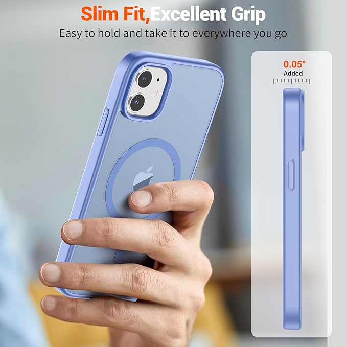 SUPFINE Magnetic for iPhone 12 Mini Case & iPhone 13 Mini Case (Compatible with MagSafe) (Military Grade Drop Protection) Translucent Matte Shockproof Phone Cover,Blue Purple